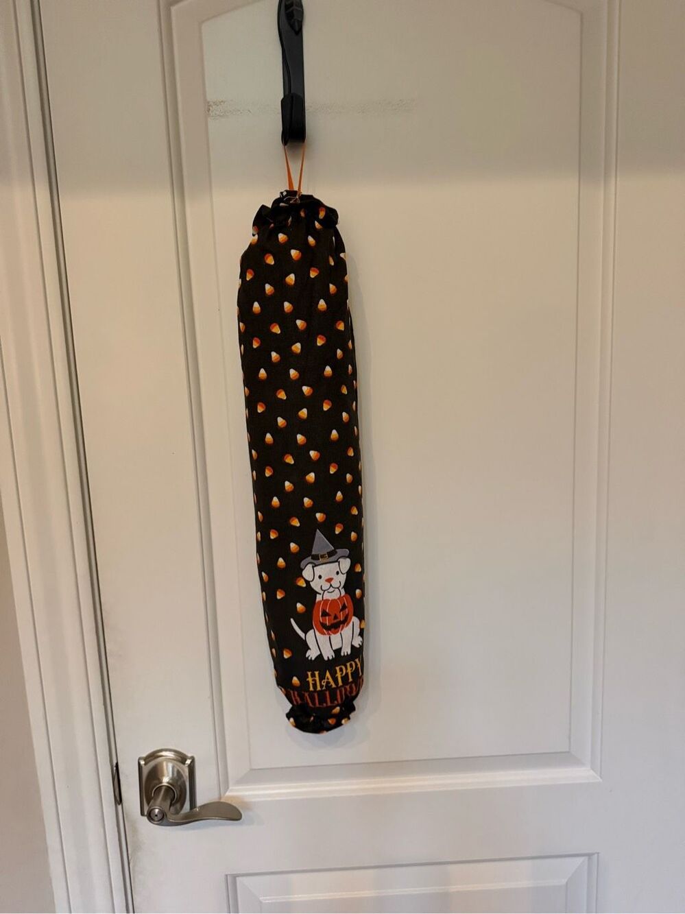 Handmade Plastic bag holder-Happy Halloween dog/pumpkin